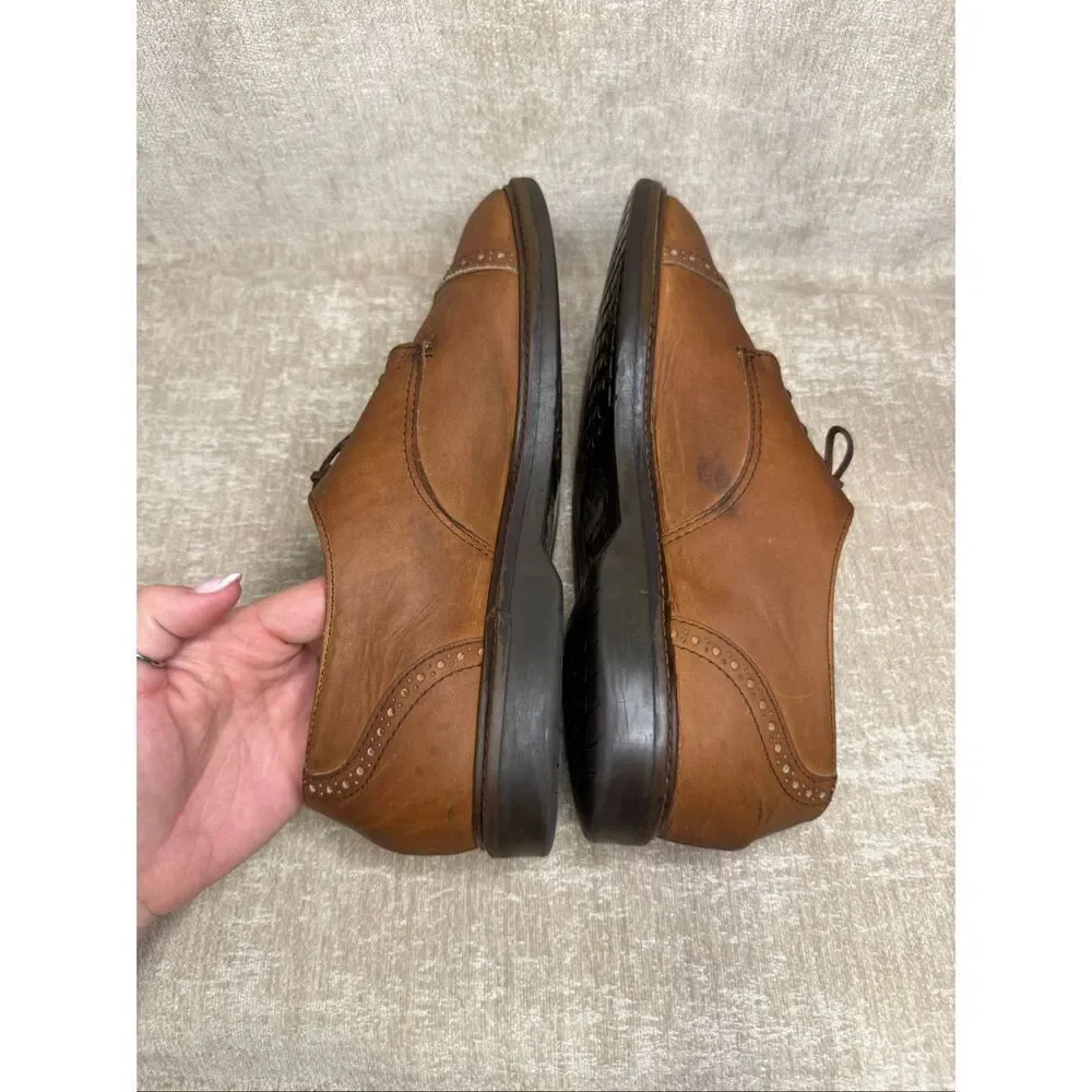 Sebago Men's Leather Cap Toe Lace Up Oxford Derby Dress Shoes Brown Size 11